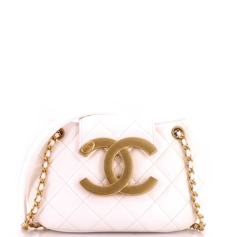 Chanel Small Giant CC Chain Compartment Messenger Bag Quilted Lambskin
